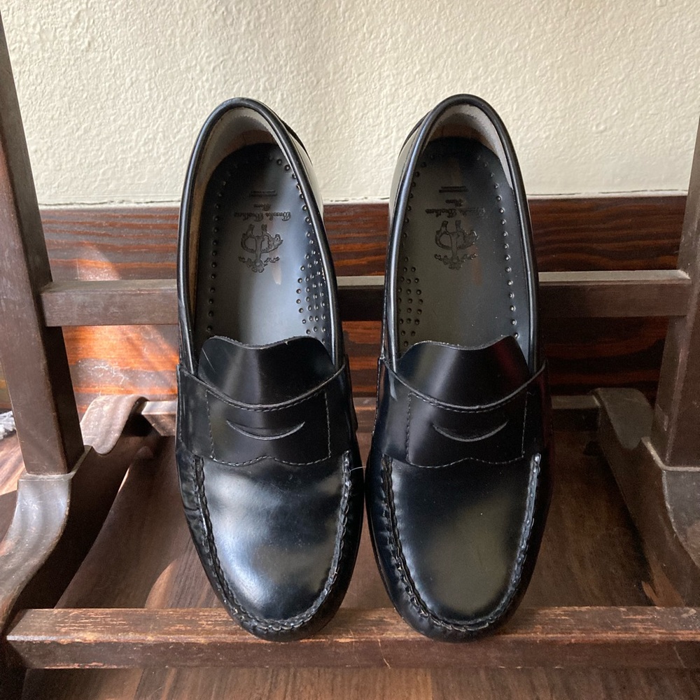 Brooks brothers Fleece Boys Black Leather Penny Loafers size 4.5